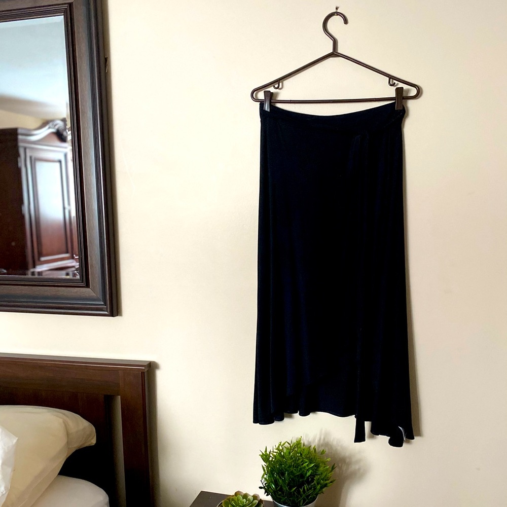Black Wrap Mid-length Skirt